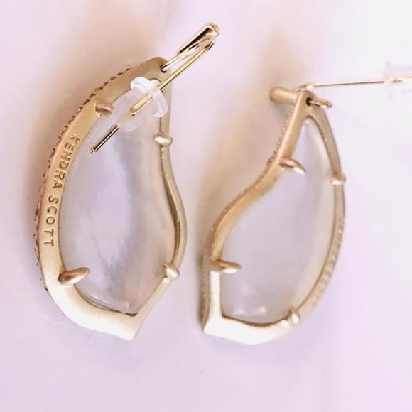 NEW Kendra Scott TULIP Silver Gold Rose Gold Pave Mother of Pearl Drop Earrings - Picture 8 of 12